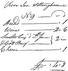 handwritten account from the Rose, Sittingbourn